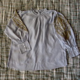 Blouse Long Cuff Blue Check