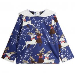 Reindeer Woven Blouse Blue