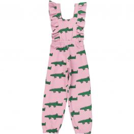 Pink Crocodile Ruffled Jumpsuit